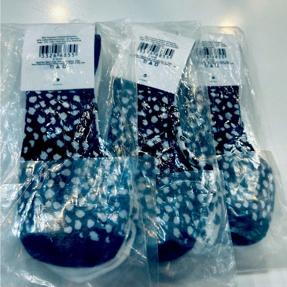 (SOLD) BRAND NEW!!!! ANN TAYLOR LOFT NO-SHOW SOCKS BLACK & WHITE POLKA DOTS 6 PR